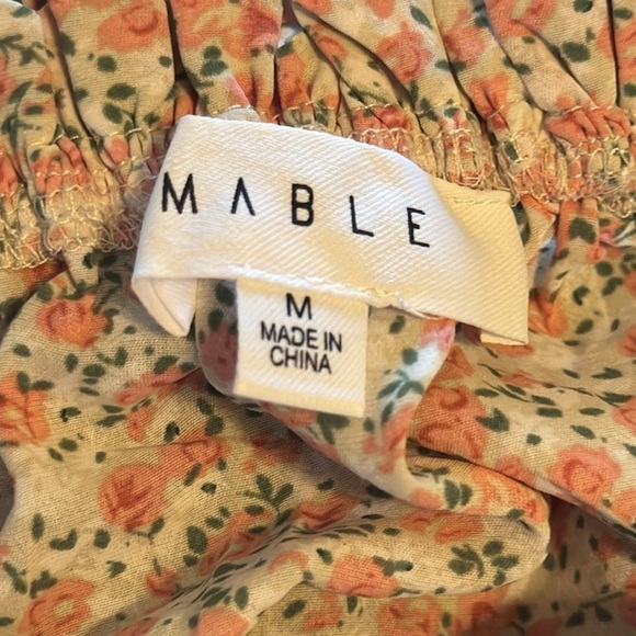 Mable Floral print bubble sleeves Crop top peasant cottage Boho blouse Sz M - Picture 5 of 9